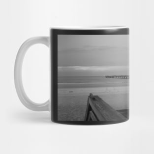 The Pier Streching Out into Sea BW Mug
